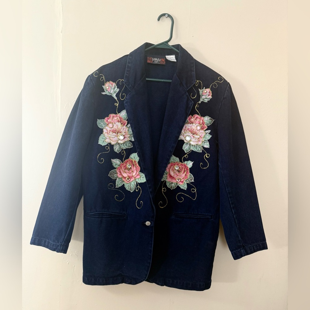 Jordache Blazer with Floral Embroidery